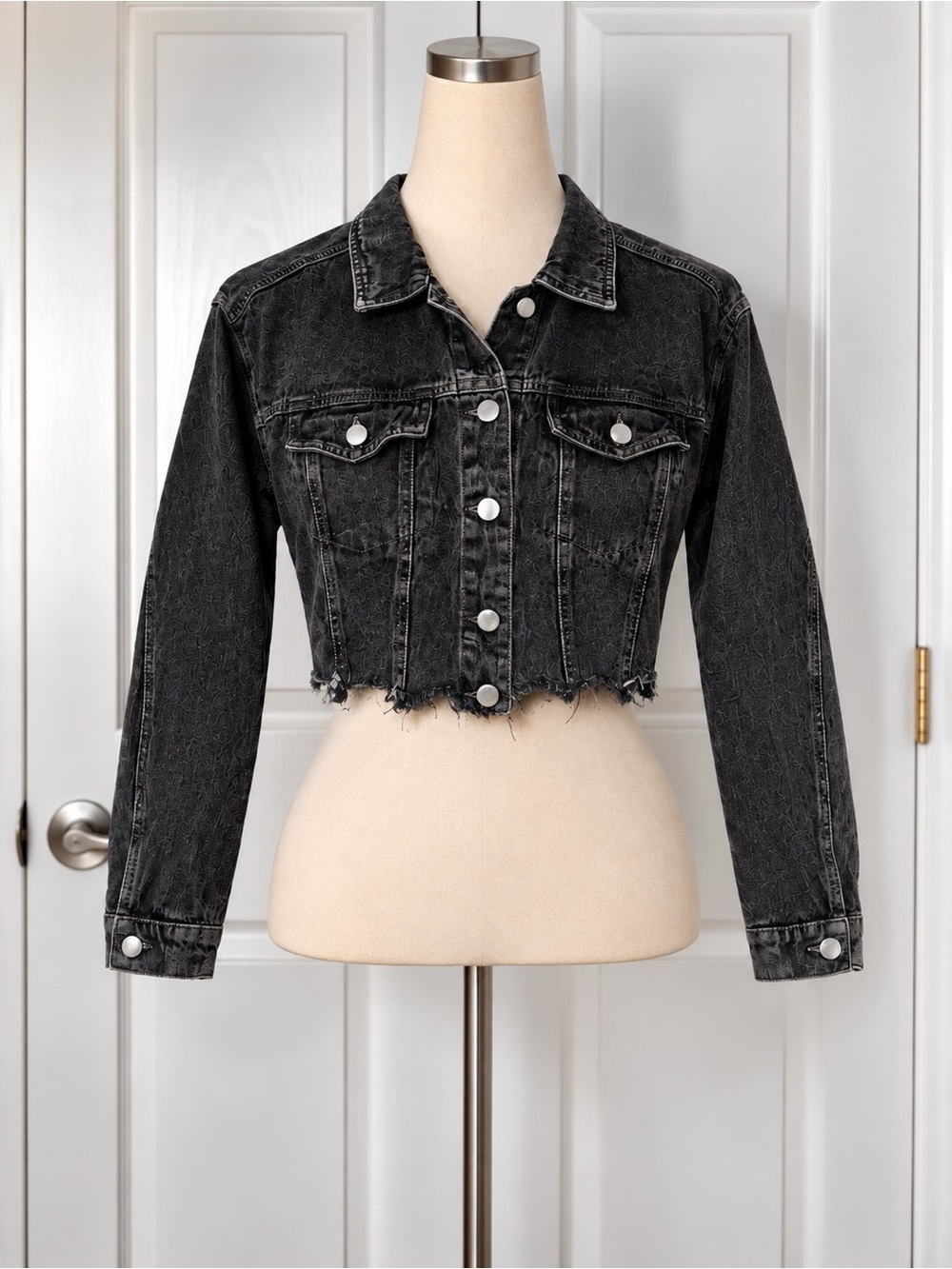 Highway Jeans Black Cropped Washed Denim Jacket